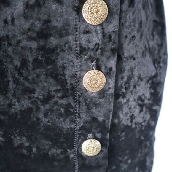Handmade Black Witchy, Goth Velour Spandex Courtney Love Button Up Mini Dress S - Picture 6 of 9